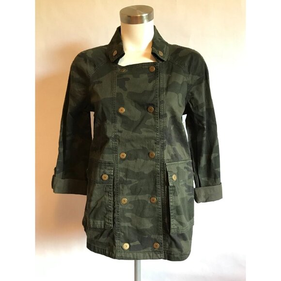 Marrakech Anthropologie Green Camo Snap Button-Up Jacket, Size XS - Picture 1 of 12